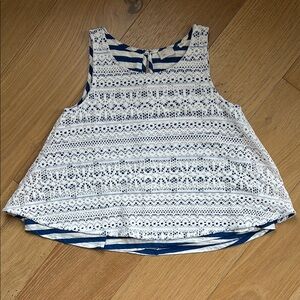 Anthropologie Blue and White Boxy Sleeveless Tank Top